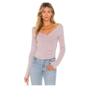 New w/Tags Free People Womens Like a Boss Surplice Top – Silver Berry Size XL